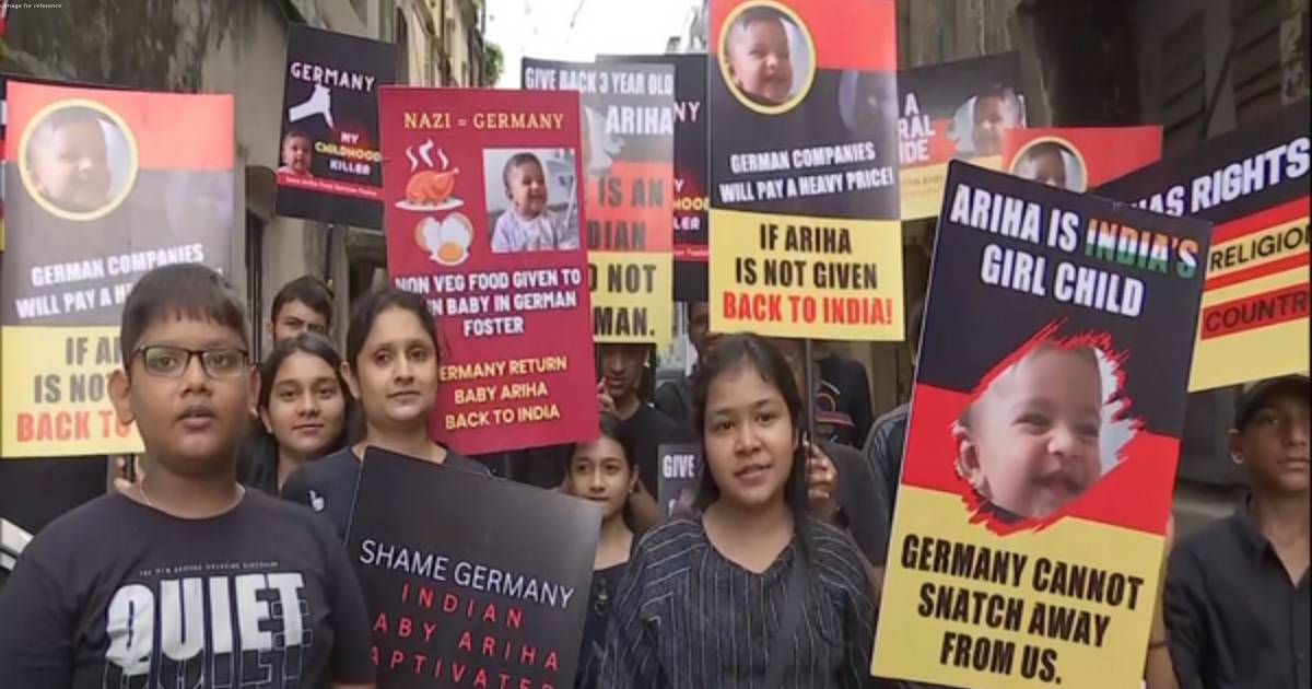 West Bengal: Jain community members protest outside German Consulate demanding repatriation of baby Ariha